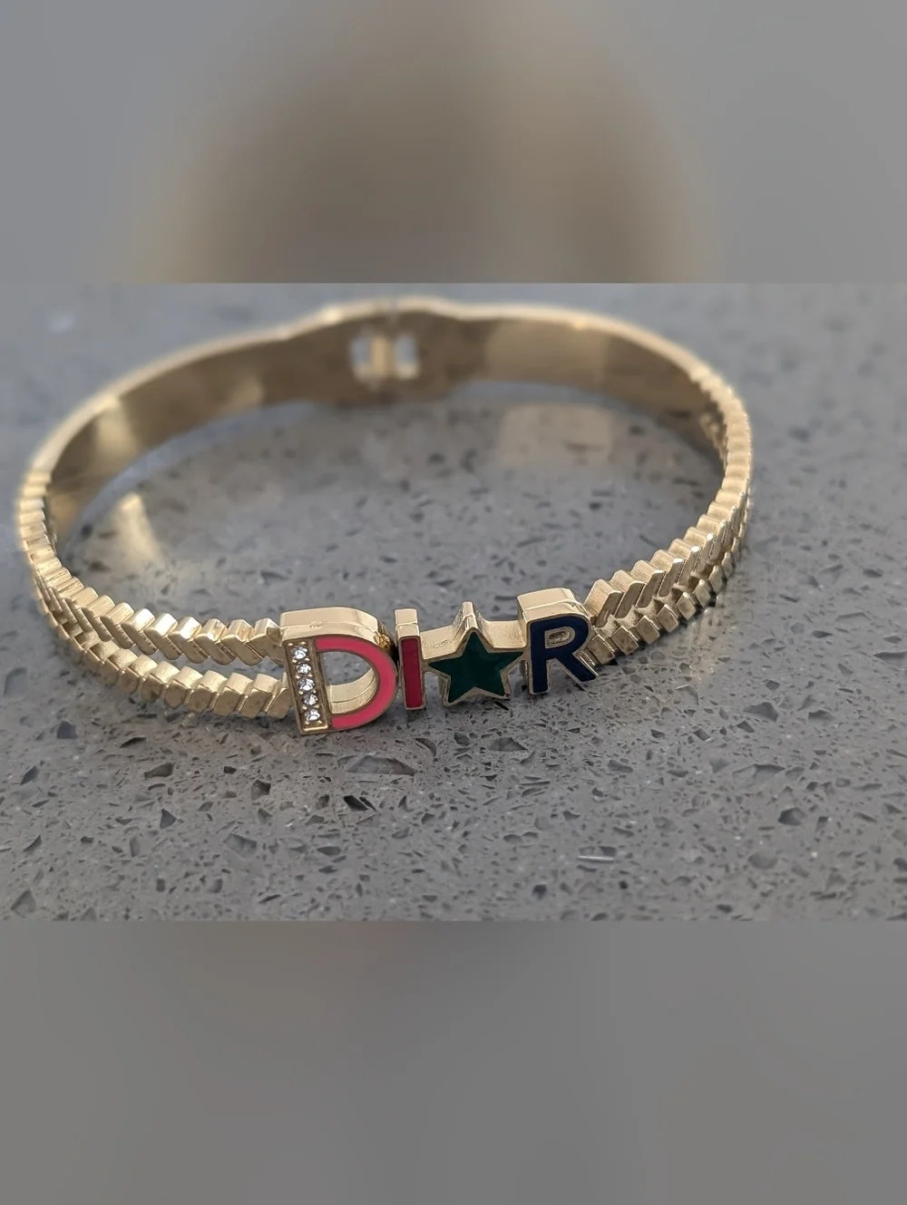 Gold-Tone Multicolor Letter & Star Bracelet DI🌟R - Picture 3 of 10